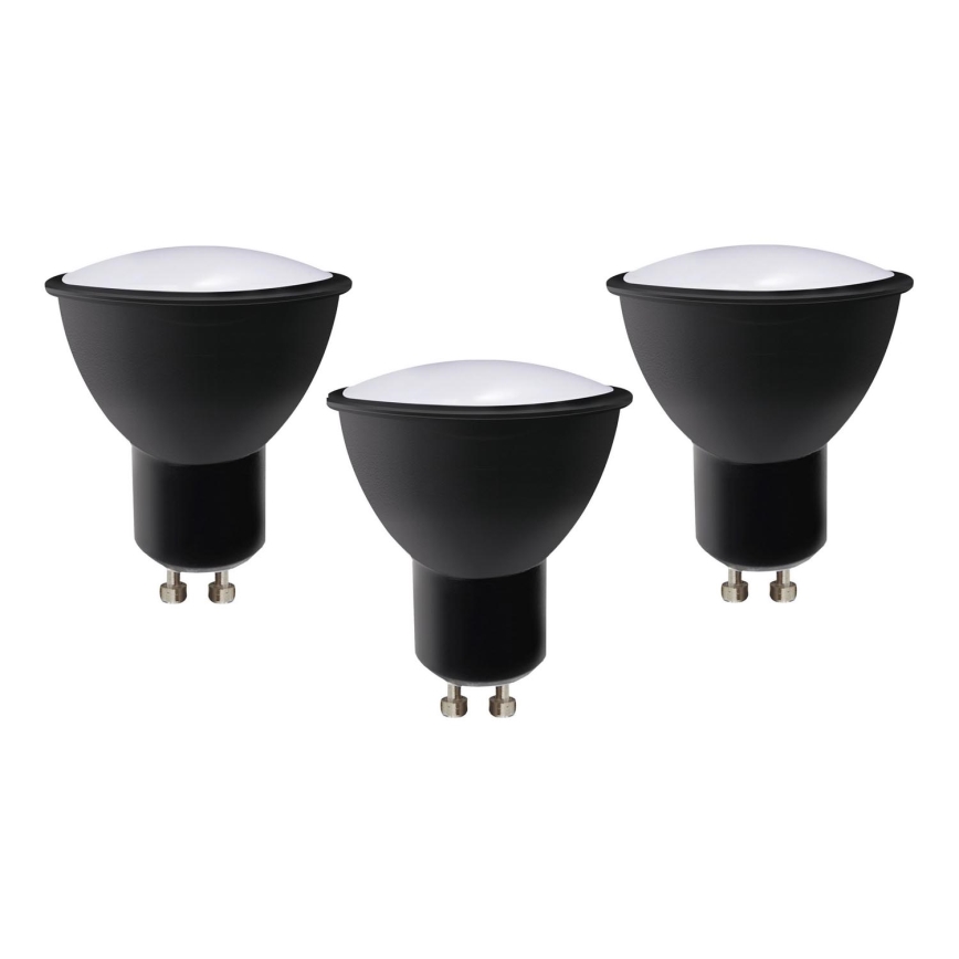 SETTI 3x LED-polttimo ECOLINE GU10/6W/230V 4000K musta - Brilagi