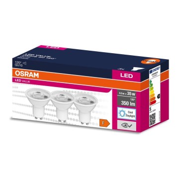 SETTI 3x LED-polttimo PAR16 GU10/4,5W/230V 6500K 120° - Osram