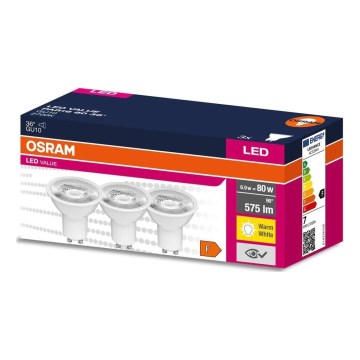 SETTI 3x LED-polttimo PAR16 GU10/6,9W/230V 2700K 36° - Osram