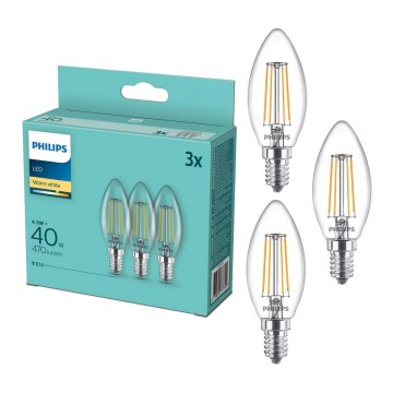 SETTI 3x LED-polttimo Philips B35 E14/4,3W/230V 2700K