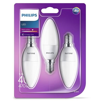 SETTI 3x LED-polttimo Philips B35 E14/5,5W/230V