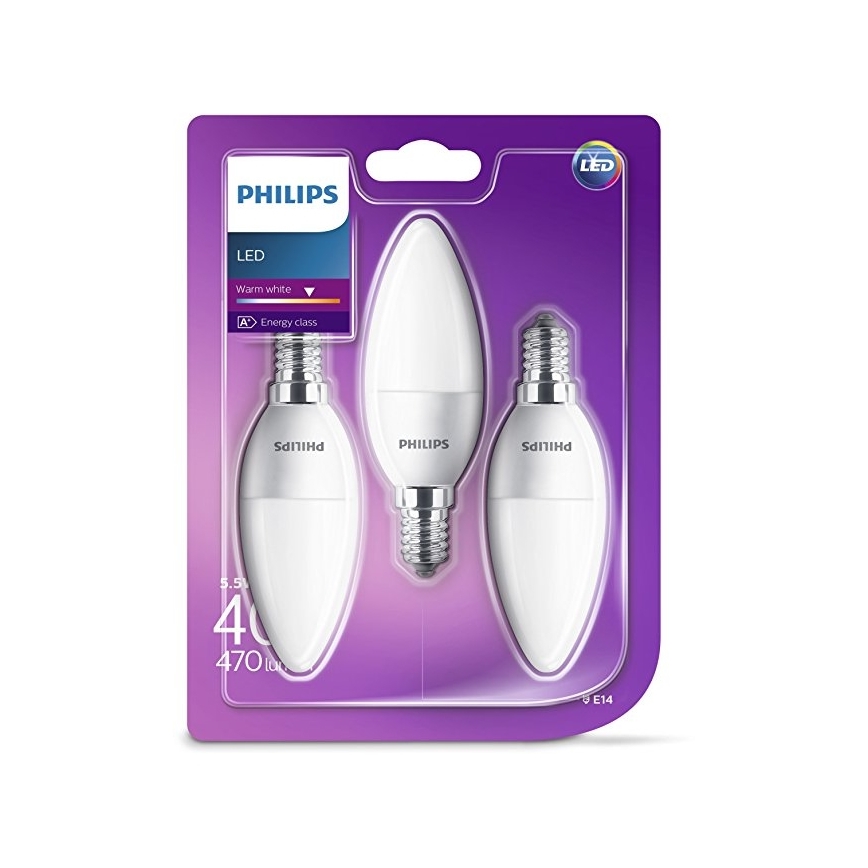 SETTI 3x LED-polttimo Philips B35 E14/5,5W/230V