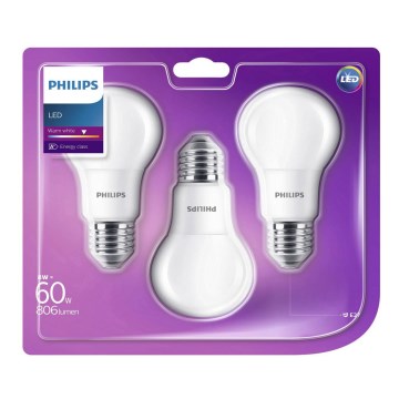 SETTI 3x LED-polttimo Philips E27/8W/230V 2700K