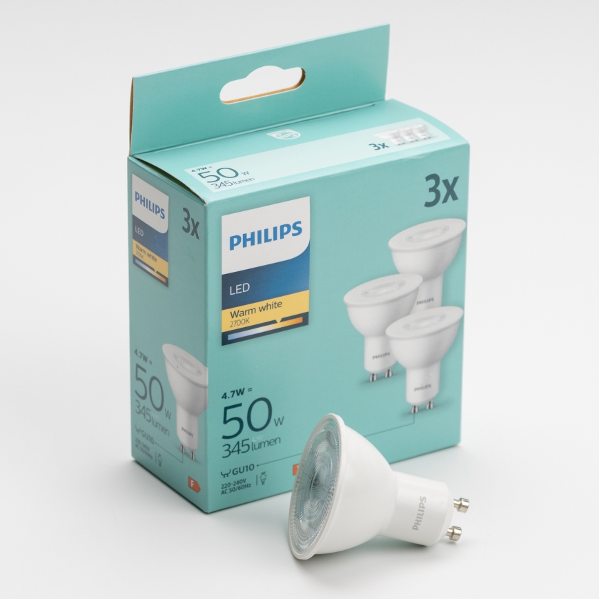 SETTI 3x LED-polttimo Philips GU10/4,7W/230V 2700K