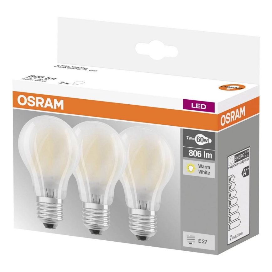SETTI 3x LED-polttimo VINTAGE E27/7W/230V 2700K - Osram