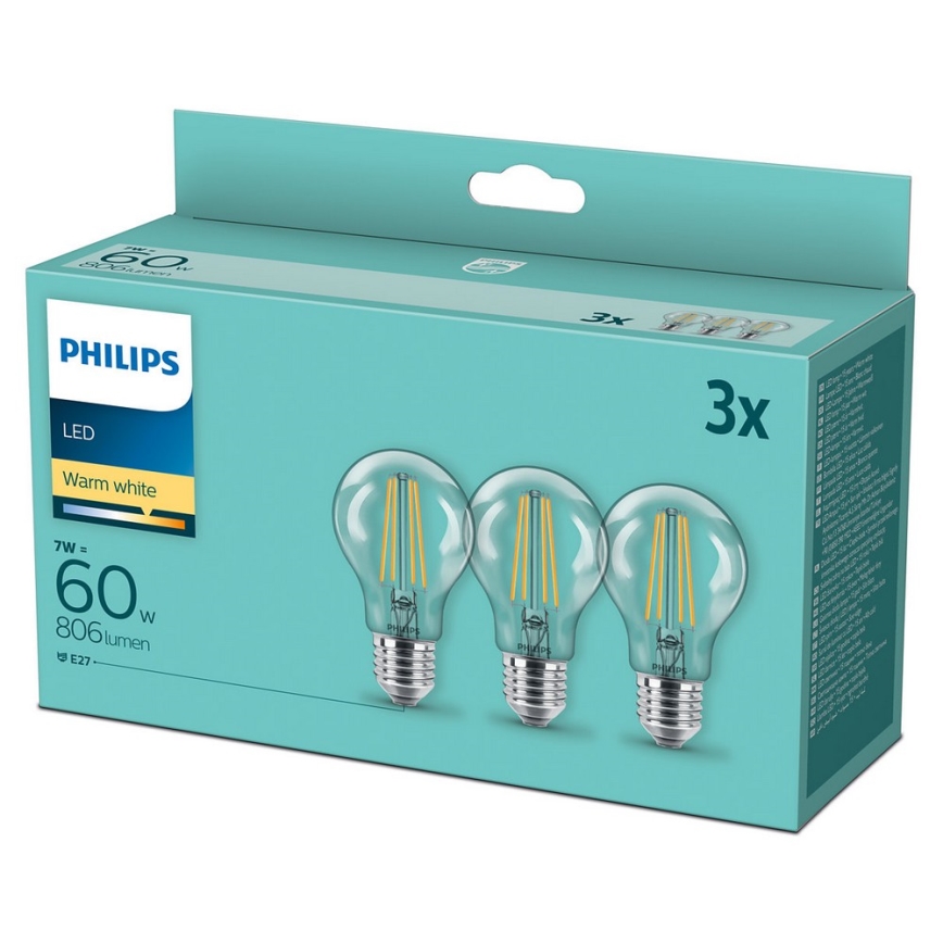 SETTI 3x LED-polttimo VINTAGE Philips A60 E27/7W/230V 2700K