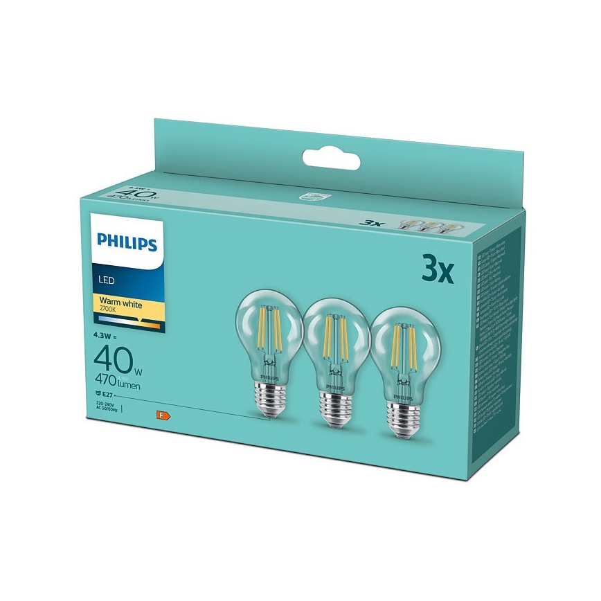 SETTI 3x LED Polttimo VINTAGE Philips E27/4,3W/230V 2700K