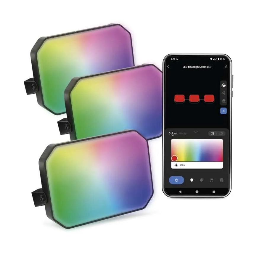 SETTI 3x LED RGBIC Himmennettävä ulko valonheitin GoSmart LED/14W/230V 3000-6500K IP65 Wi-Fi Tuya