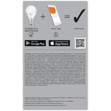 SETTI 3x LED RGBW Himmennettävä lamppu SMART+ E14/5W/230V 2700K-6500K Wi-Fi - Ledvance