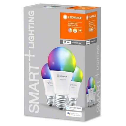 SETTI 3x LED RGBW Himmennettävä lamppu SMART+ E27/9W/230V 2700K-6500K Wi-Fi - Ledvance