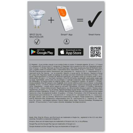 SETTI 3x LED RGBW Himmennettävä lamppu SMART+ GU10/4,9W/230V 2700K-6500K Wi-Fi - Ledvance