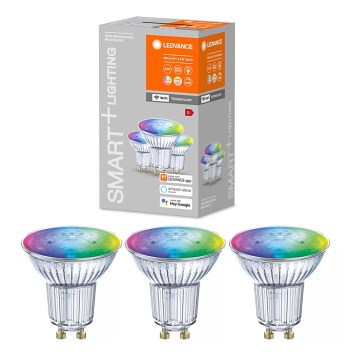 SETTI 3x LED RGBW Himmennettävä lamppu SMART+ GU10/4,9W/230V 2700K-6500K Wi-Fi - Ledvance