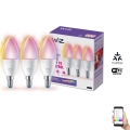 SETTI 3x LED RGBW Himmennettävä polttimo C37 E14/4,9W/230V 2200-6500K CRI 90 Wi-Fi - WiZ