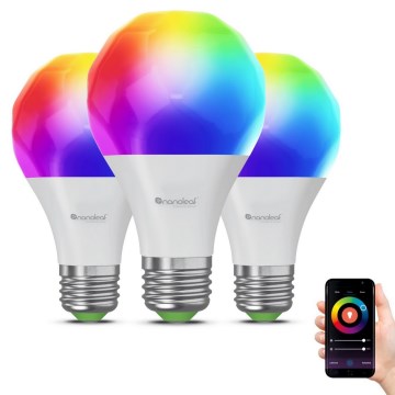 SETTI 3x LED RGBW Himmennettävä polttimo ESSENTIALS A60 E27/8,5W/230V CRI 90 2700-6500K Wi-Fi - Nanoleaf