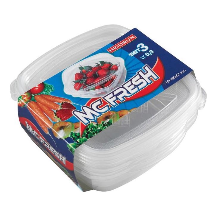 SETTI 3x Ruokasäiliö 0,9 l läpinäkyvä