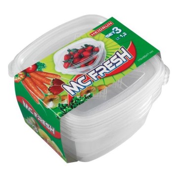 SETTI 3x Ruokasäiliö 1,2 l läpinäkyvä