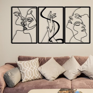 SETTI 3x Seinäkoriste 109x50 cm rakkaus metalli