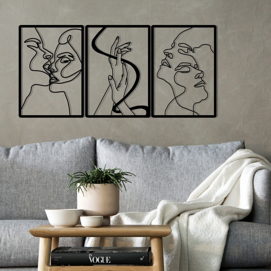 SETTI 3x Seinäkoriste 109x50 cm rakkaus metalli