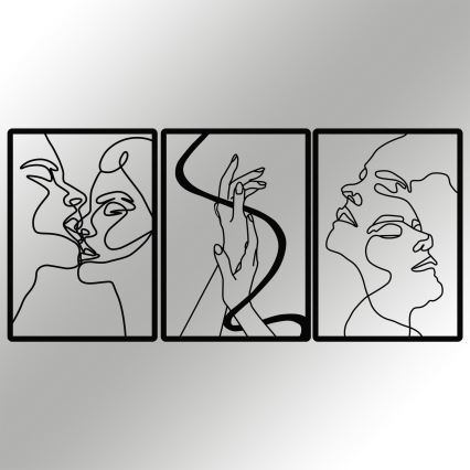 SETTI 3x Seinäkoriste 109x50 cm rakkaus metalli