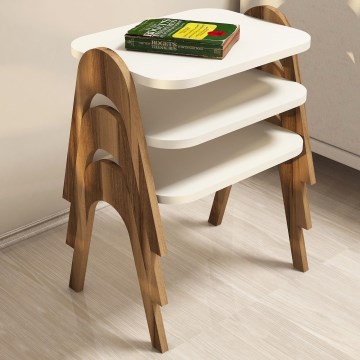 SETTI 3x Sivupöytä PARIS kerma/ruskea