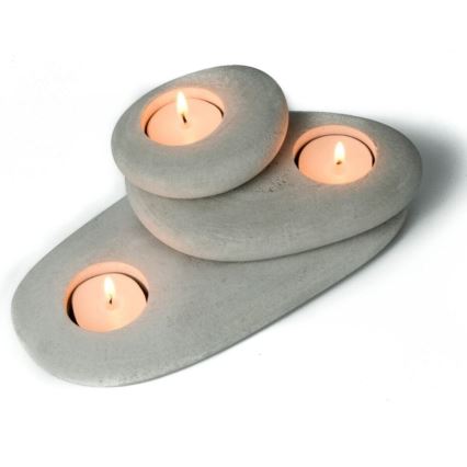 SETTI 3x tuikkukynttilä teline 21,5cm/15cm/9cm betoni