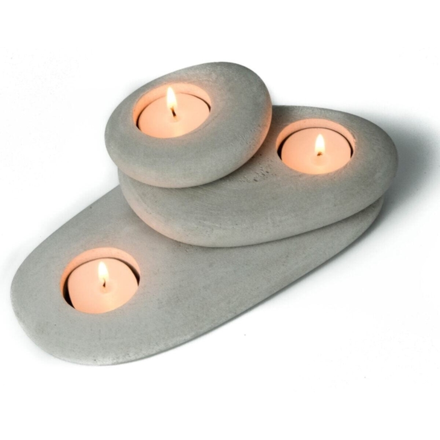 SETTI 3x tuikkukynttilä teline 21,5cm/15cm/9cm betoni