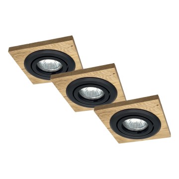 SETTI 3x Upotettu valo TOBBY 1xG9/20W/230V 11,5x11,5 cm tammi/musta