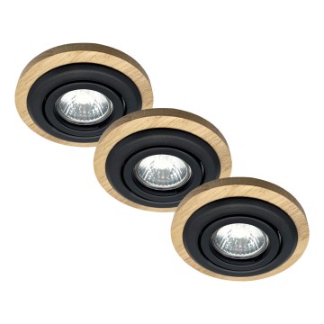SETTI 3x Upotettu valo TOBBY 1xG9/20W/230V halkaisija 11,5 cm tammi/musta