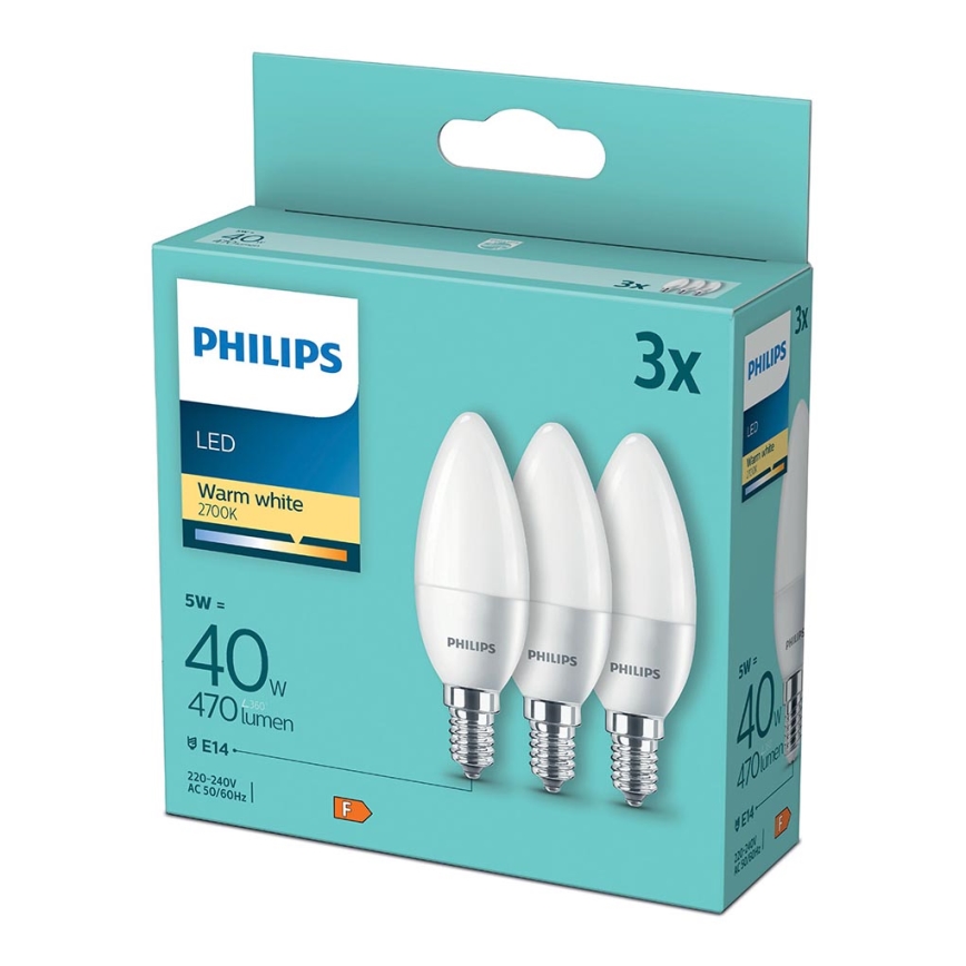 SETTI 3xLED-polttimo Philips B35 E14 / 5W / 230V 2700K