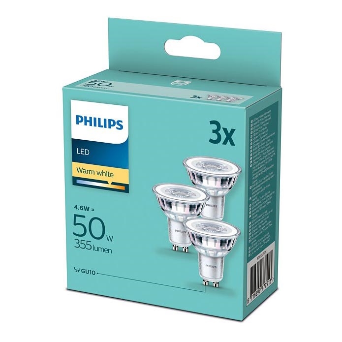 SETTI 3xLED-polttimo Philips GU10 / 4.6W / 230V 2700K