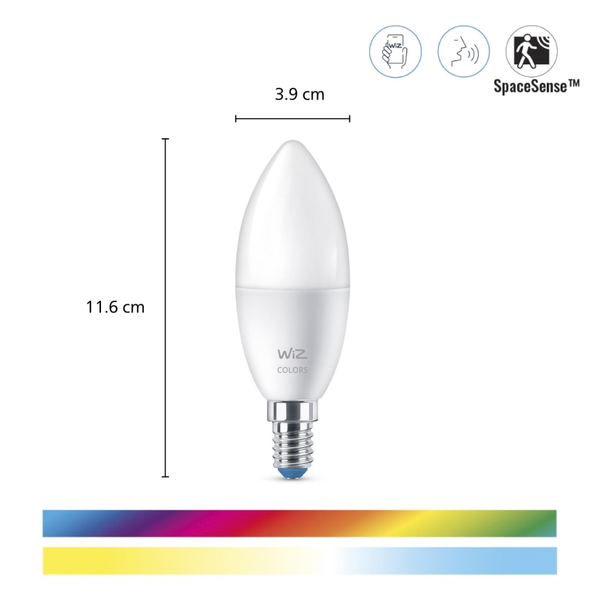 SETTI 3x LED RGBW Himmennettävä polttimo C37 E14/4,9W/230V 2200-6500K CRI 90 Wi-Fi - WiZ