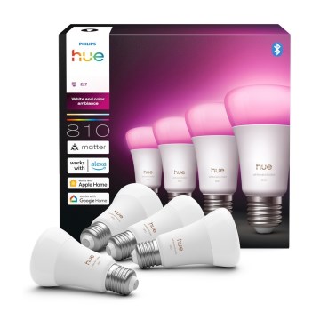 Setti 4 kpl LED-himmennettäviä Philips Hue WHITE AND COLOR AMBIANCE E27/6W/230V 1000-20000K