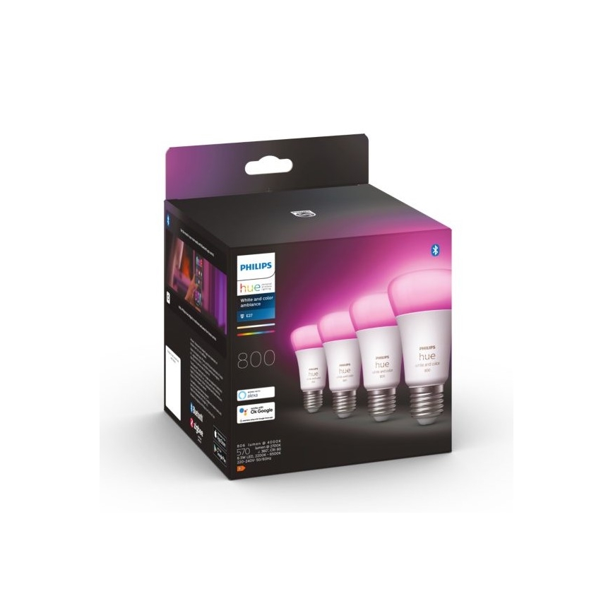 SETTI 4x LED himmennettävä polttimo Philips Hue WACA E27/6,5W/230V 2000-6500K