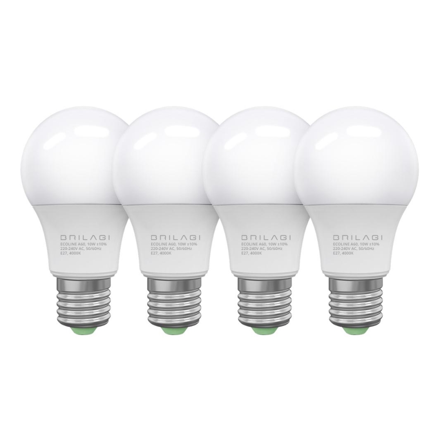 SETTI 4x LED-polttimo ECOLINE A60 E27/10W/230V 4000K - Brilagi