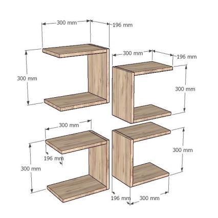 SETTI 4x Seinähylly BASE ruskea