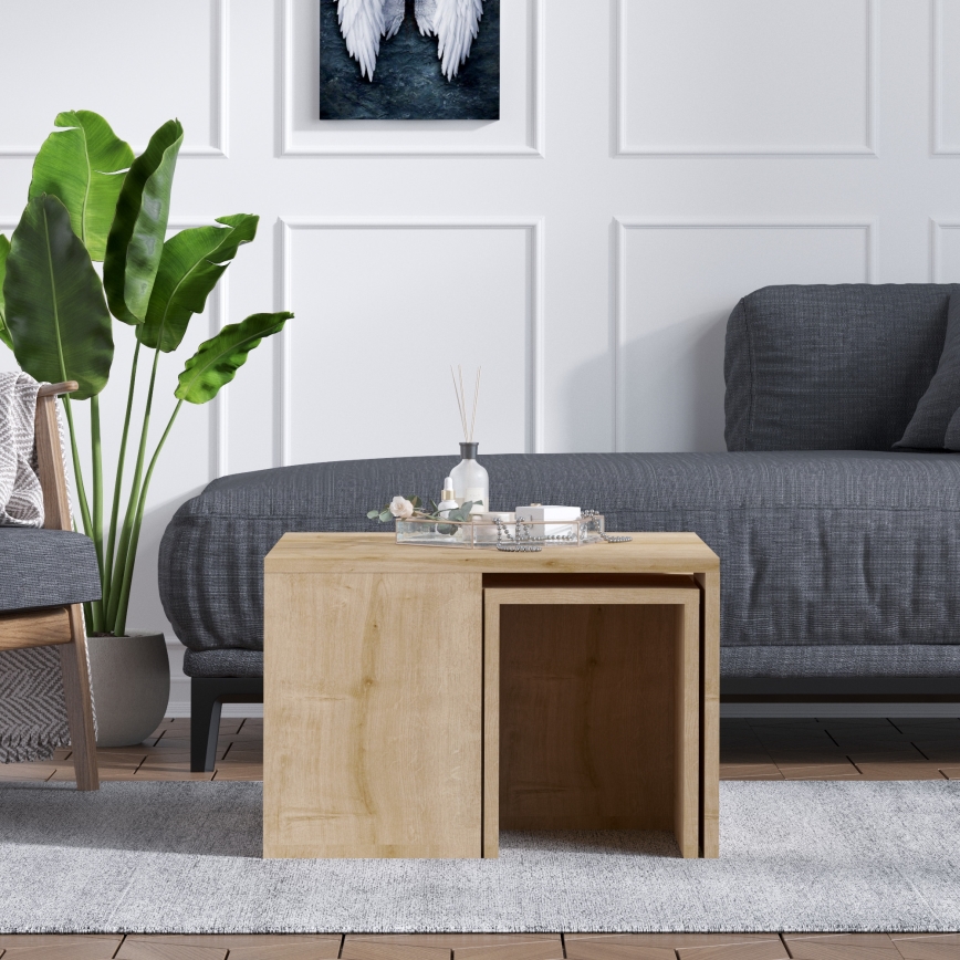 SETTI 4x sivupöytä ORTANCA + sohvapöytä beige
