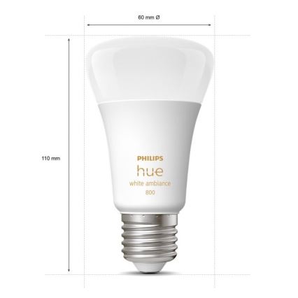 SETTI 4xLED himmennettävä polttimo Philips Hue WHITE AMBIANCE E27/6W/230V 2200-6500K