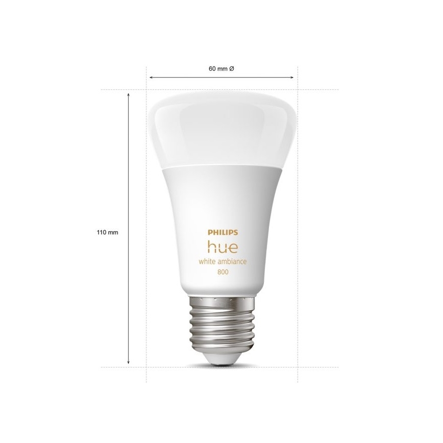 SETTI 4xLED himmennettävä polttimo Philips Hue WHITE AMBIANCE E27/6W/230V 2200-6500K