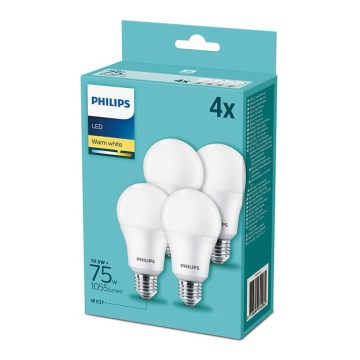 SETTI 4xLED-polttimo Philips A60 E27 / 10,5W / 230V 2700K