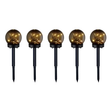 SETTI 5x LED-aurinkolamppu 5xLED/0,12W/1,2V 3000K IP44 musta