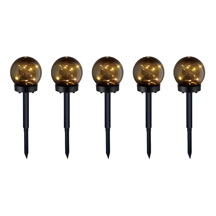 SETTI 5x LED-aurinkolamppu 5xLED/0,12W/1,2V 3000K IP44 musta