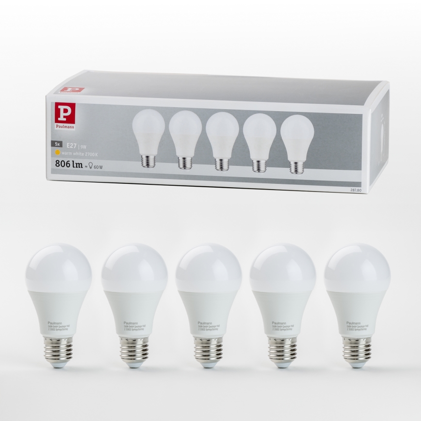 SETTI 5x LED-polttimo A60 E27/9W/230V 2700K - Paulmann 28780