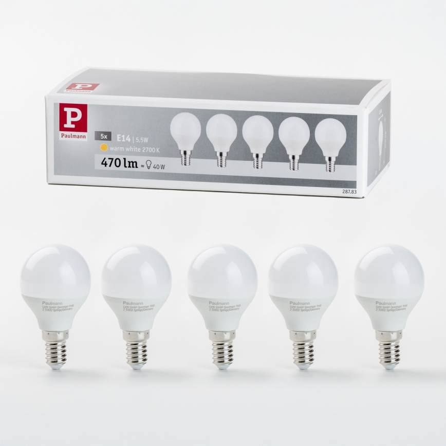 SETTI 5x LED-polttimo P45 E14/5,5W/230V 2700K - Paulmann 28783
