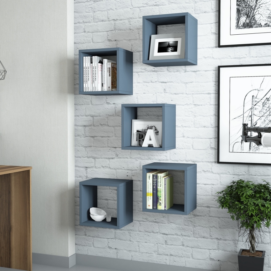 SETTI 5x Seinähylly BOX sininen
