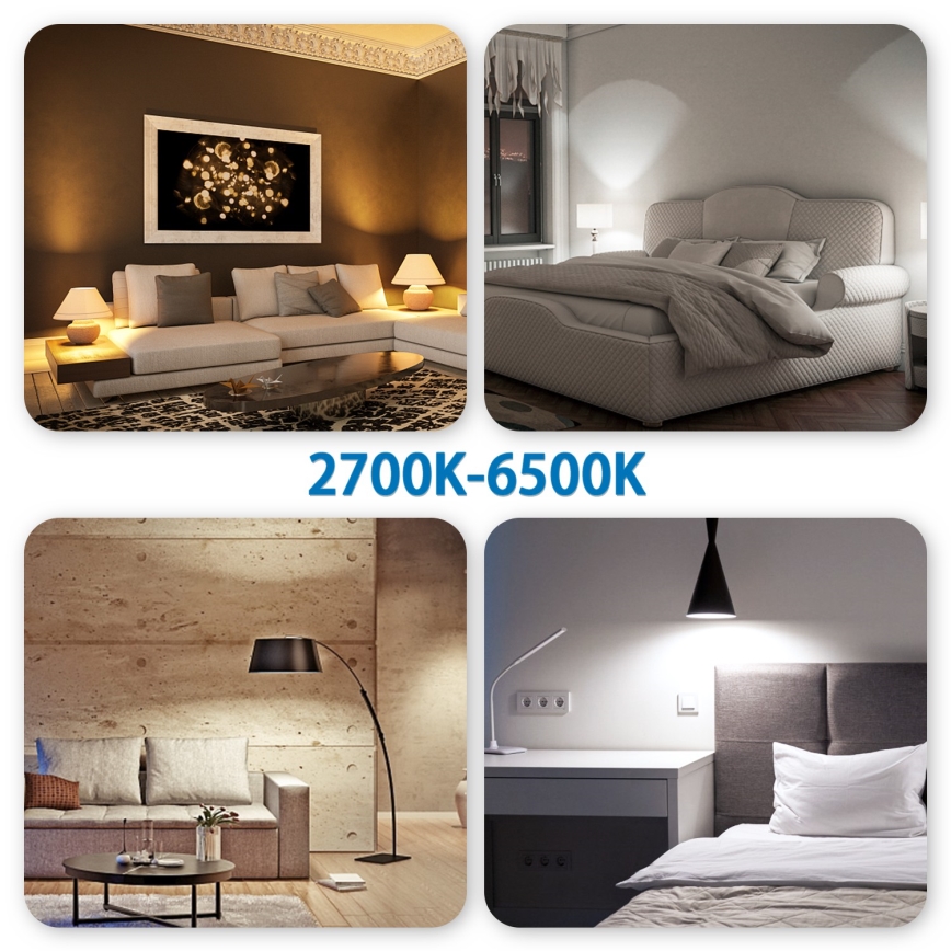 Setti 6 kpl LED RGBW himmennettäviä GU10-polttimoita 6,5W/230V 2700–6500K Wi-Fi - Aigostar