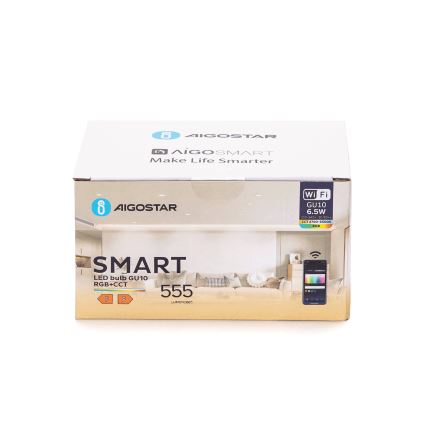 Setti 6 kpl LED RGBW himmennettäviä GU10-polttimoita 6,5W/230V 2700–6500K Wi-Fi - Aigostar