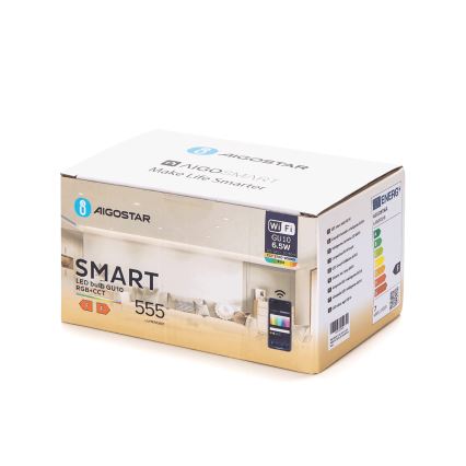 Setti 6 kpl LED RGBW himmennettäviä GU10-polttimoita 6,5W/230V 2700–6500K Wi-Fi - Aigostar