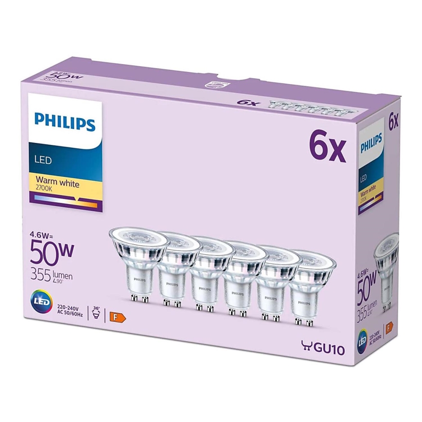 SETTI 6x LED-polttimo Philips GU10/4,6W/230V 2700K