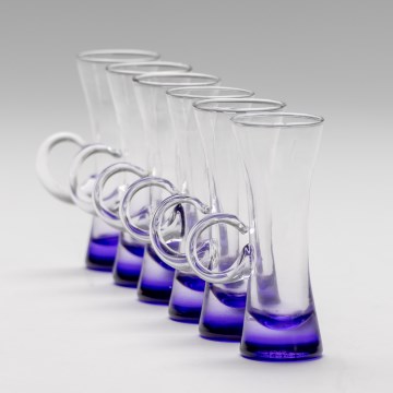 Setti 6x liköörilasi kahvalla violetti
