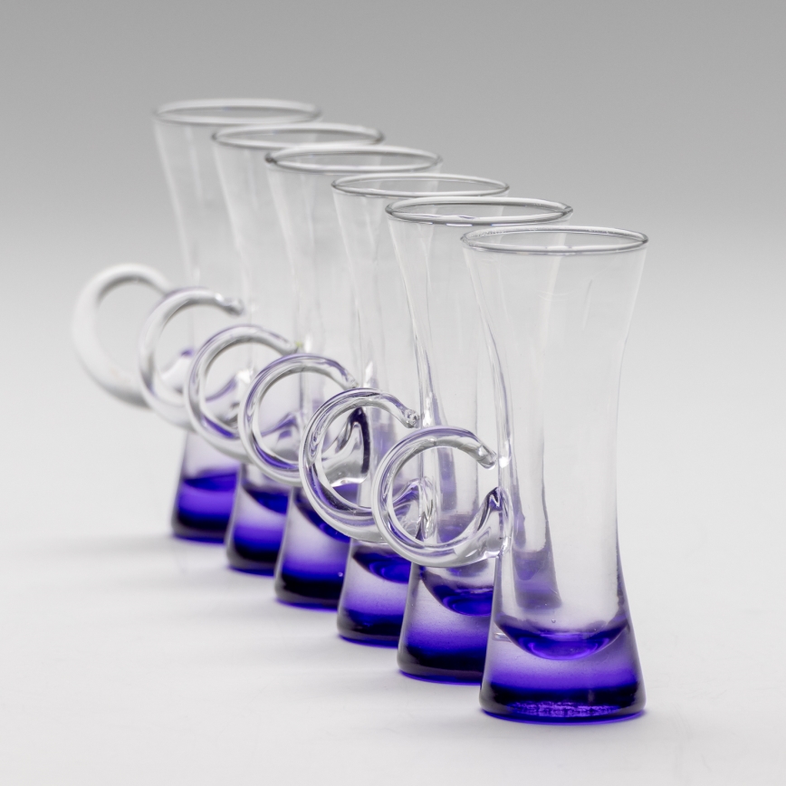 Setti 6x liköörilasi kahvalla violetti